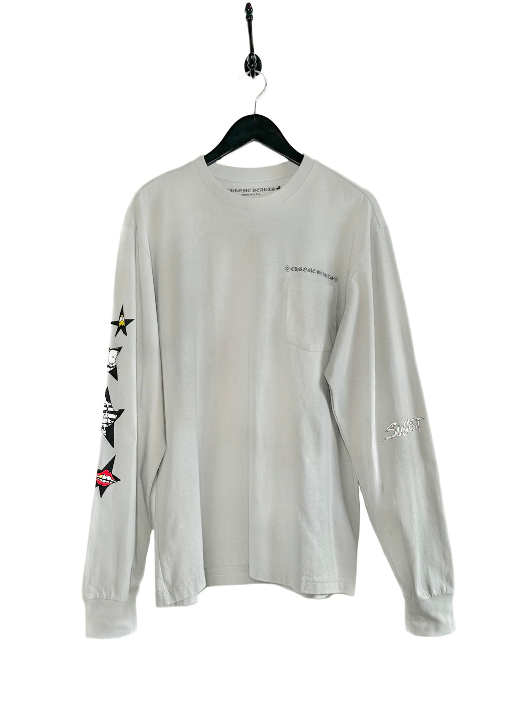 Chrome Hearts Matty Boy Suggest Star Print Grey Long Sleeves T-shirt