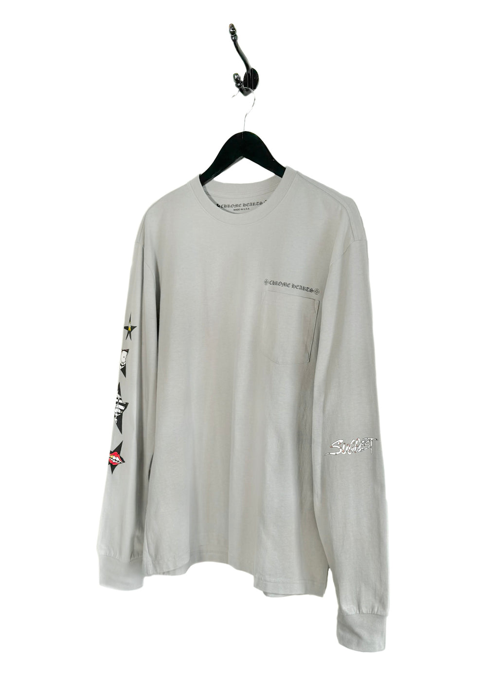 T-shirt gris à manches longues avec imprimé étoiles Chrome Hearts Matty Boy