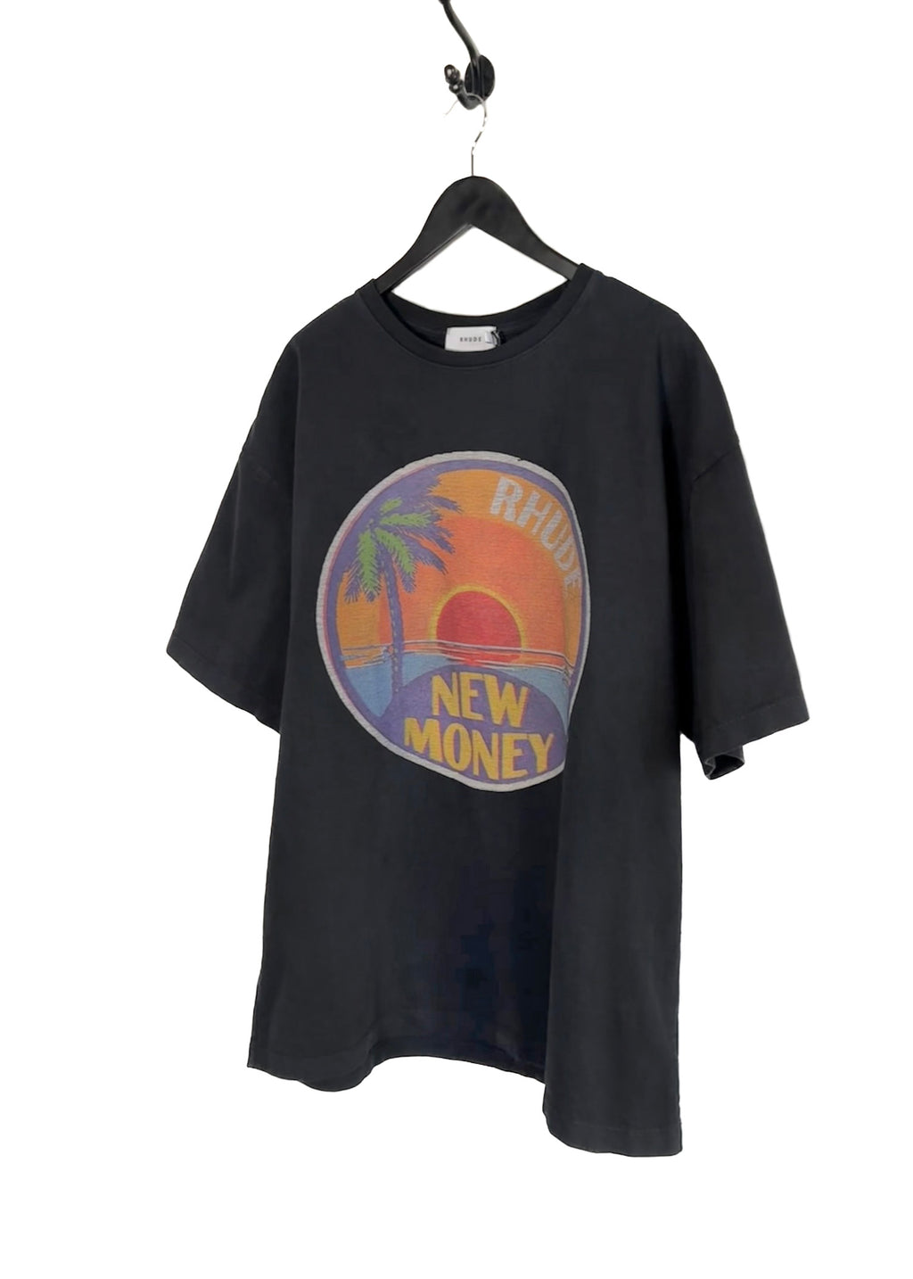 T-shirt surdimensionné Rhude noir avec logo New Money imprimé