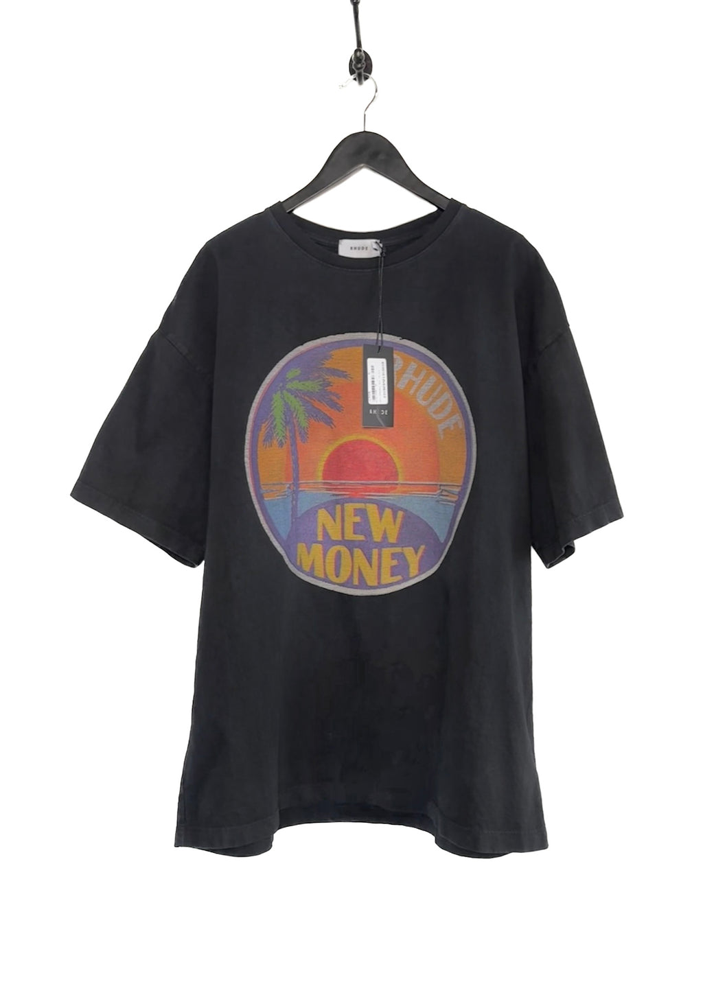 Rhude  Black New Money Logo Print Oversized T-shirt