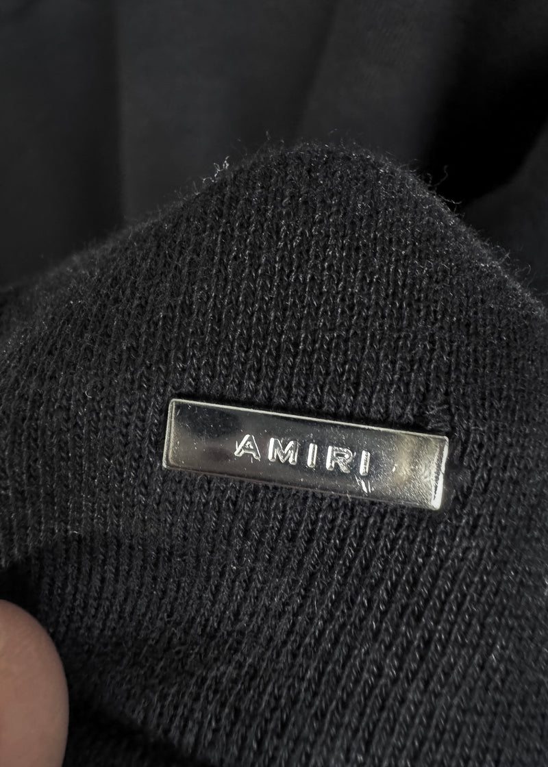 Sweat à capuche surdimensionné avec logo collégial en cuir noir Amiri