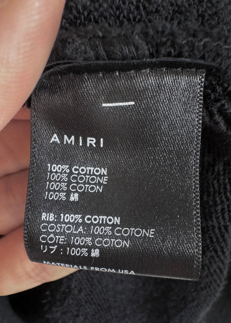 Sweat à capuche en tissu éponge noir à petit logo Amiri