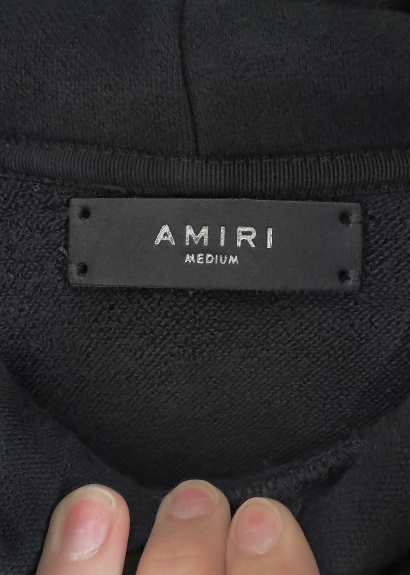 Sweat à capuche en tissu éponge noir à petit logo Amiri
