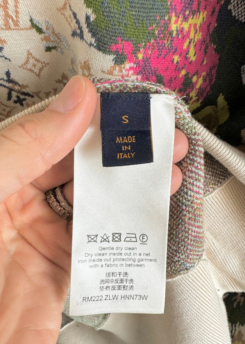 Sweat à capuche beige jacquard floral monogramme Louis Vuitton 2022