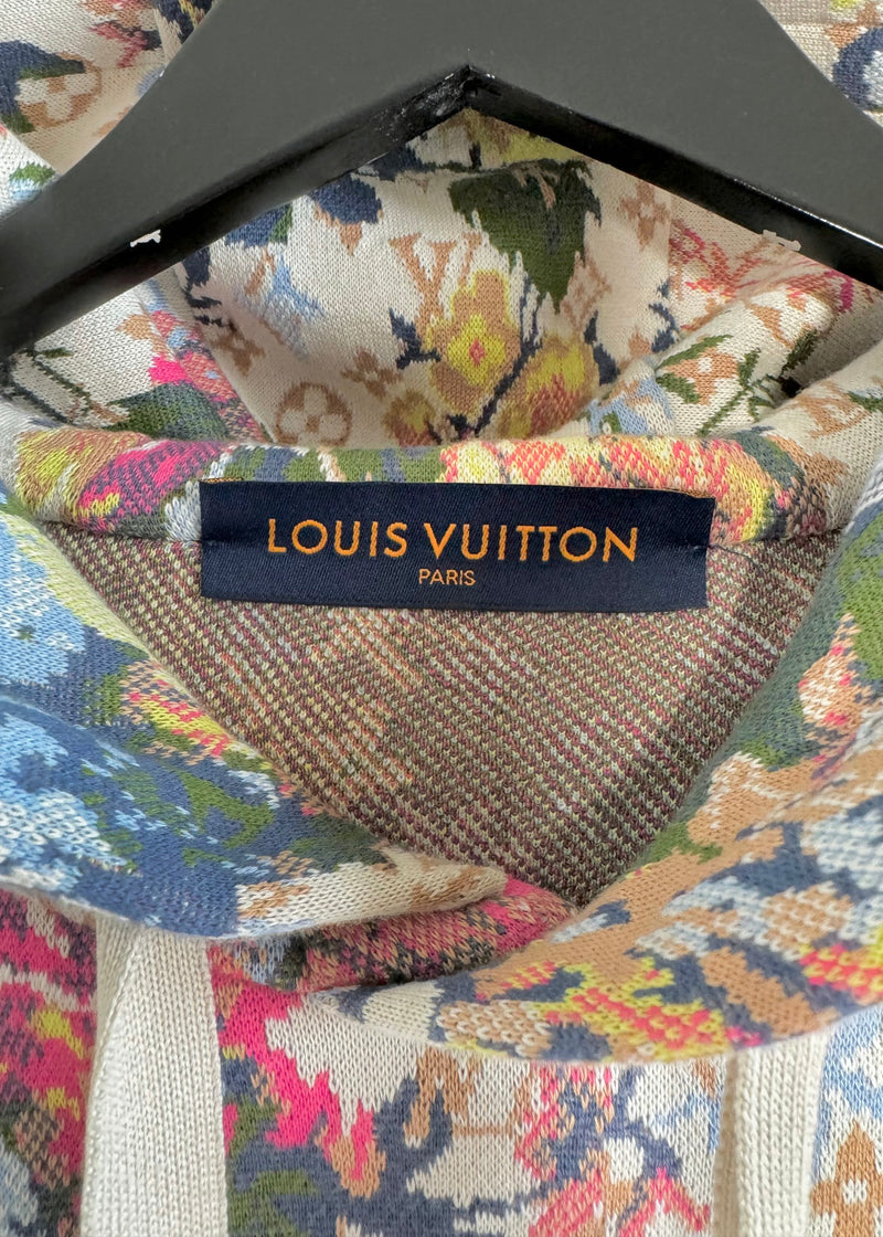 Sweat à capuche beige jacquard floral monogramme Louis Vuitton 2022