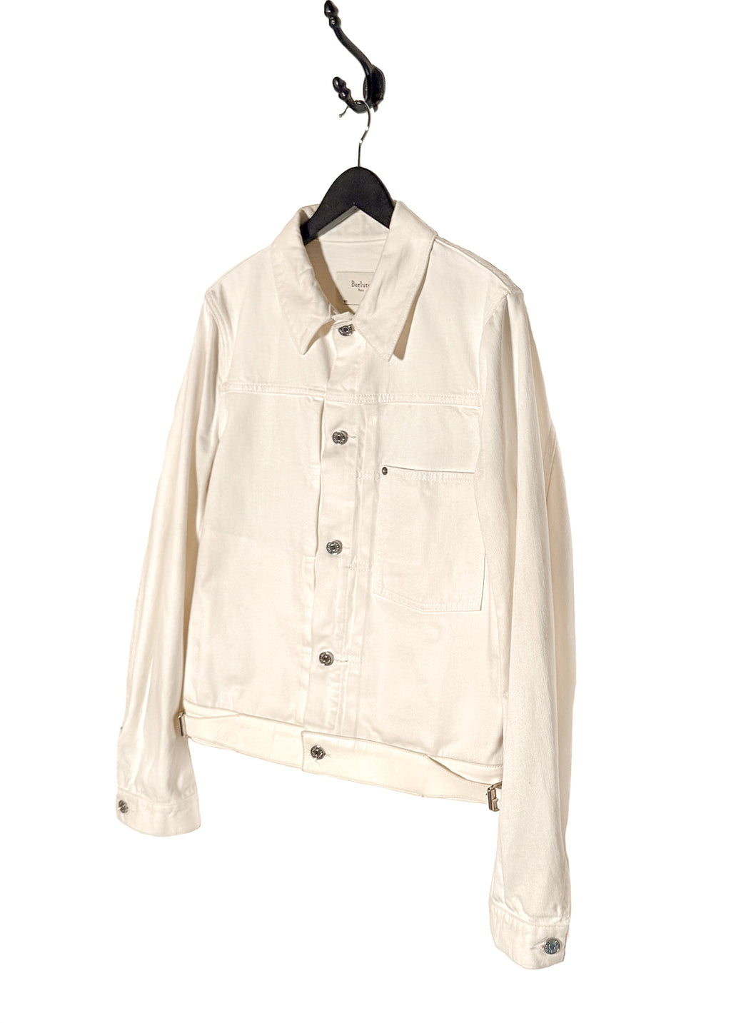 Berluti X Haider Ackermann SS18 Ivory Leather Trim Denim Jacket