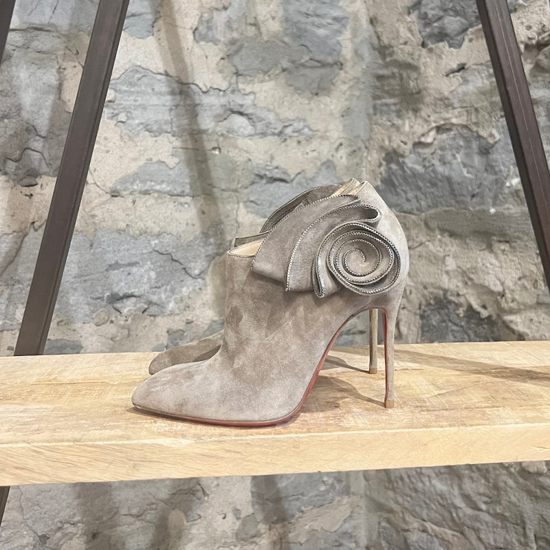 Christian Louboutin Taupe Mrs Baba 100 Veau Velours Booties