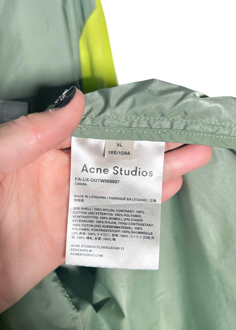 Acne Studios Contrasting Sleeves Green Face Windbreaker Jacket