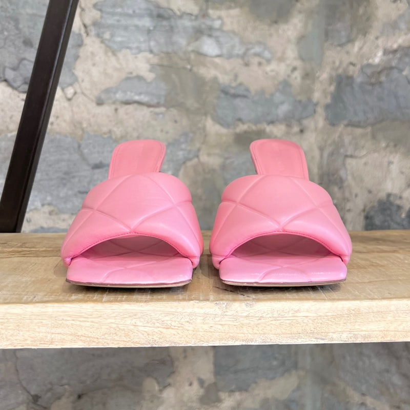 Bottega Veneta Blossom Pink Leather The Rubber Lido Heeled Sandals