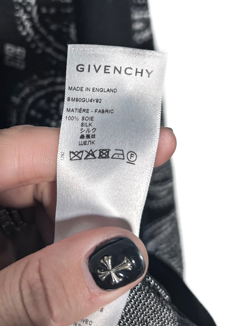 Pull noir en soie Givenchy Intersia Bandana avec avec logo ivoire
