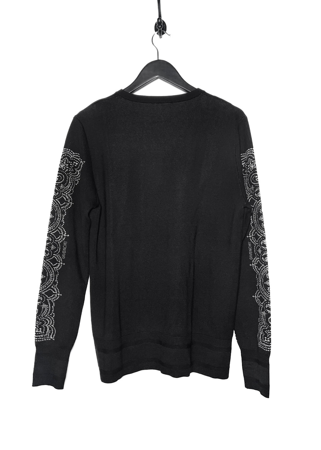 Givenchy Black Ivory Intersia Bandana Logo Silk Sweater