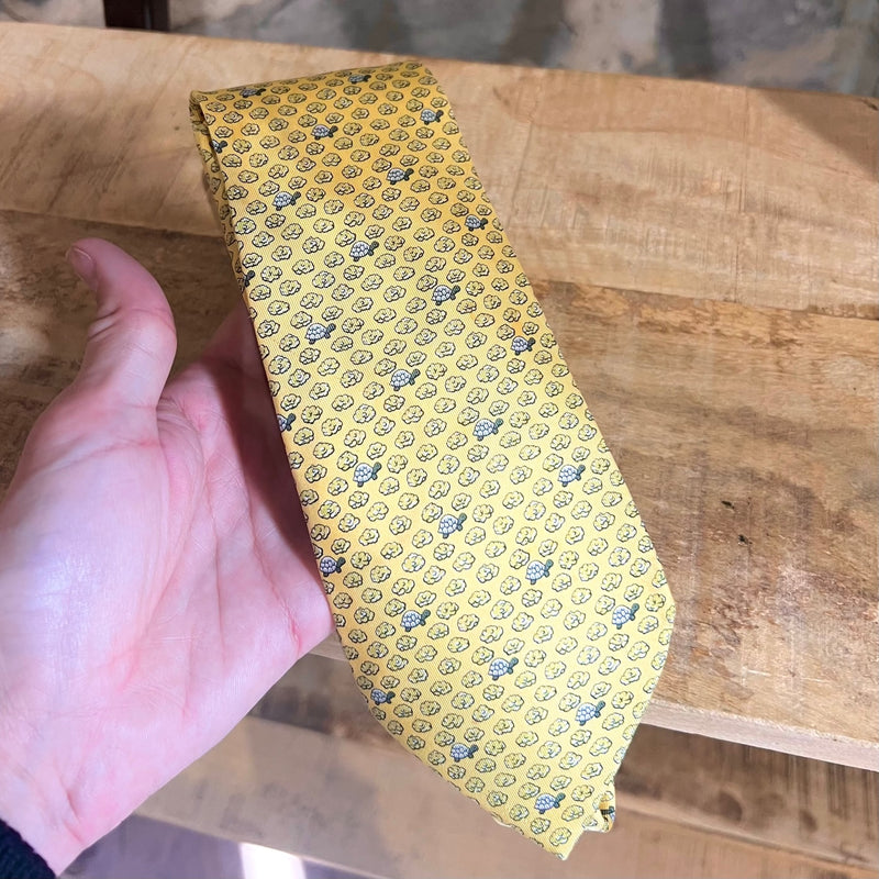 Hermès Yellow Turtle Print Silk Tie