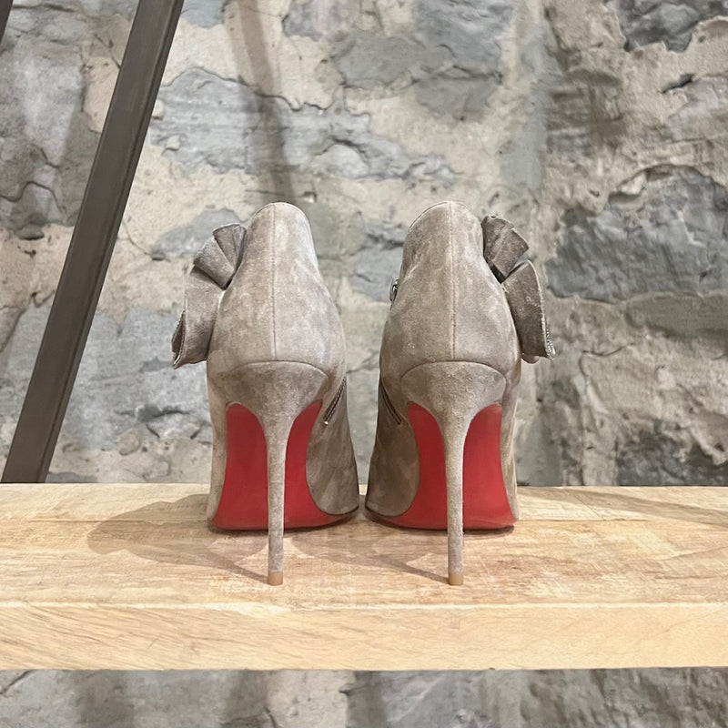 Christian Louboutin Taupe Mrs Baba 100 Veau Velours Booties