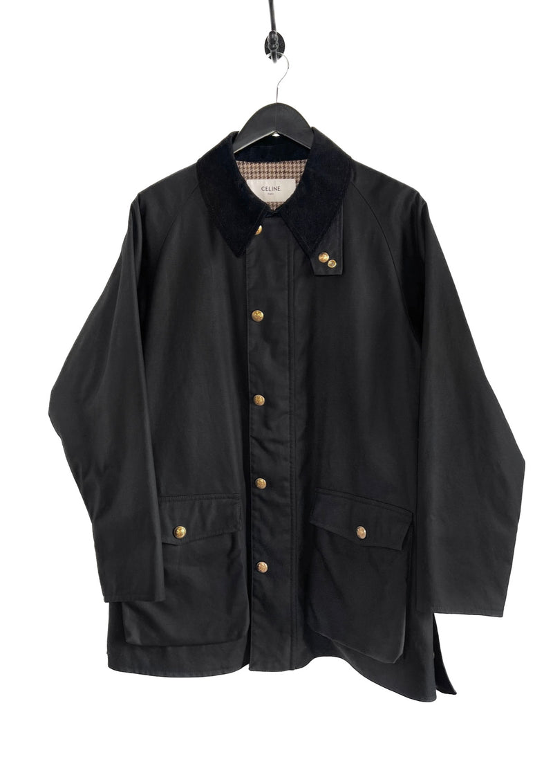 Manteau en coton ciré noir Céline Hunting Utility