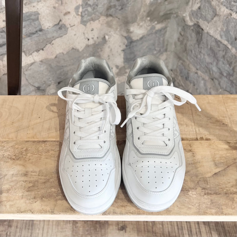 Dior B27 White Grey Oblique Leather Low Top Sneakers