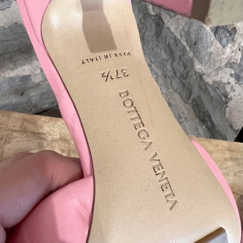 Bottega Veneta Blossom Pink Leather The Rubber Lido Heeled Sandals