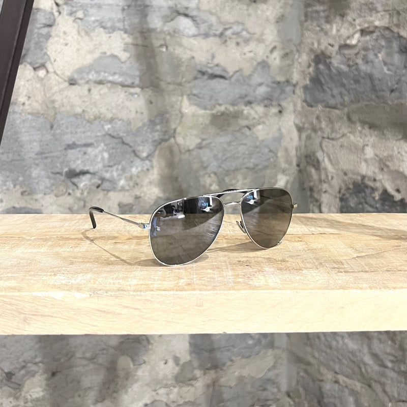 Saint Laurent Classic 11 Silver Aviator Sunglasses