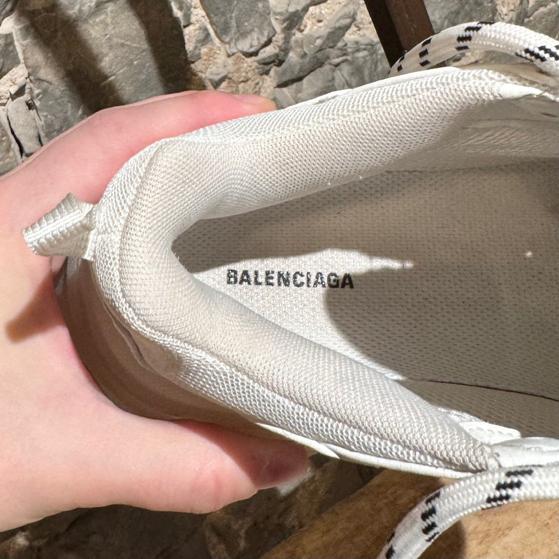 Balenciaga White Triple S Clear Soles Chunky Sneakers