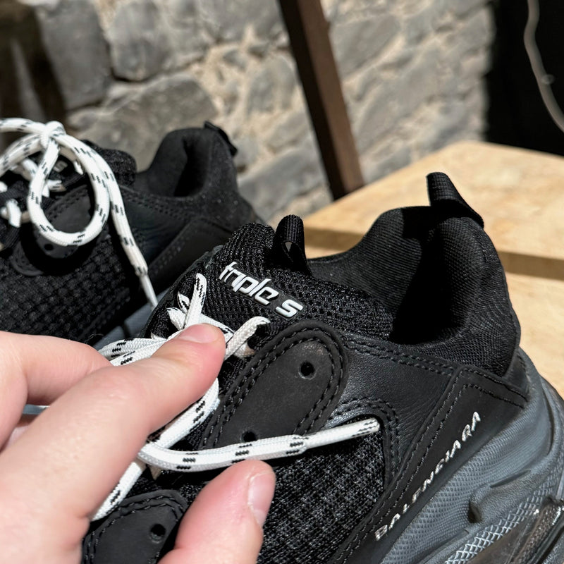 Balenciaga Black Triple S Clear Soles Chunky Sneakers