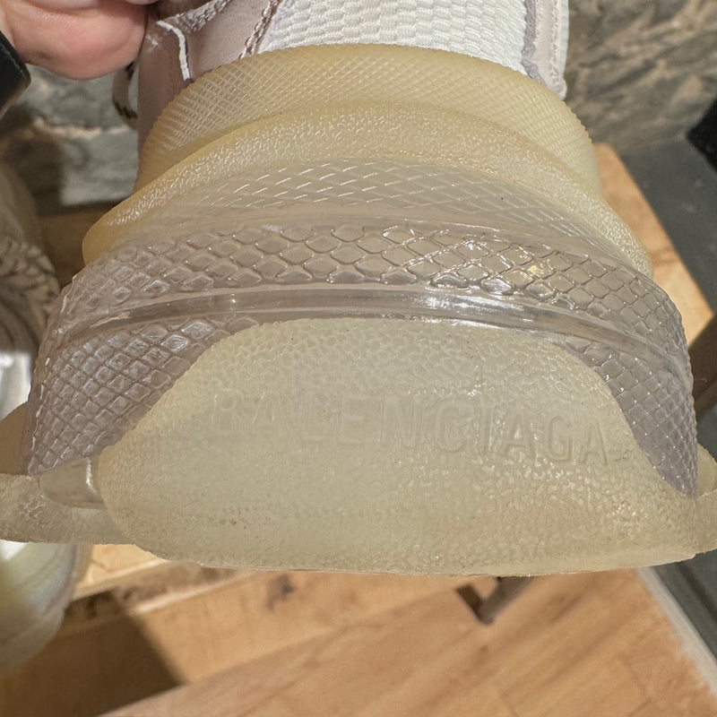 Baskets épaisses blanches Balenciaga Triple S à semelles transparentes