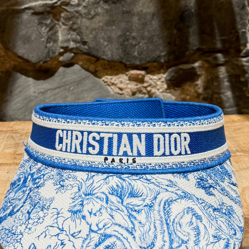 Christian Dior Blue Toile De Jouy Embroidered D-Smash Visor Cap