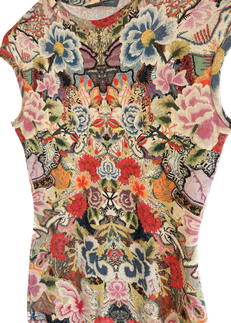 Mini-robe extensible à imprimé floral papillons Alexander McQueen