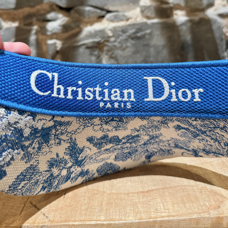 Christian Dior Blue Toile De Jouy Embroidered D-Smash Visor Cap