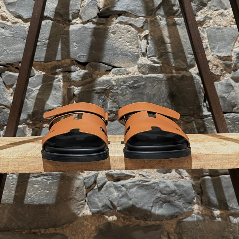 Hermès Brown Leather Chypre Techno Sandals