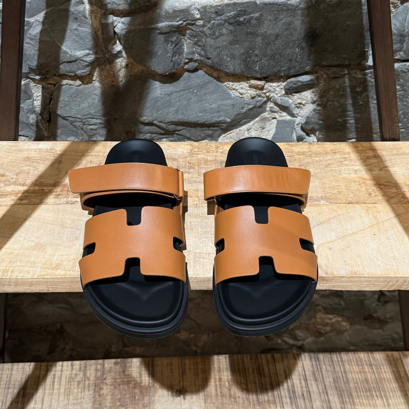 Hermès Brown Leather Chypre Techno Sandals