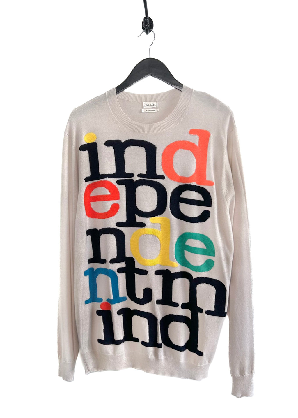 Paul Smith "Independent Mind" Intersia Beige Knit Sweater