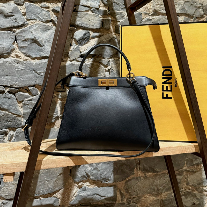 Fendi 2020 Black Calf Medium Peekaboo I See You Bag