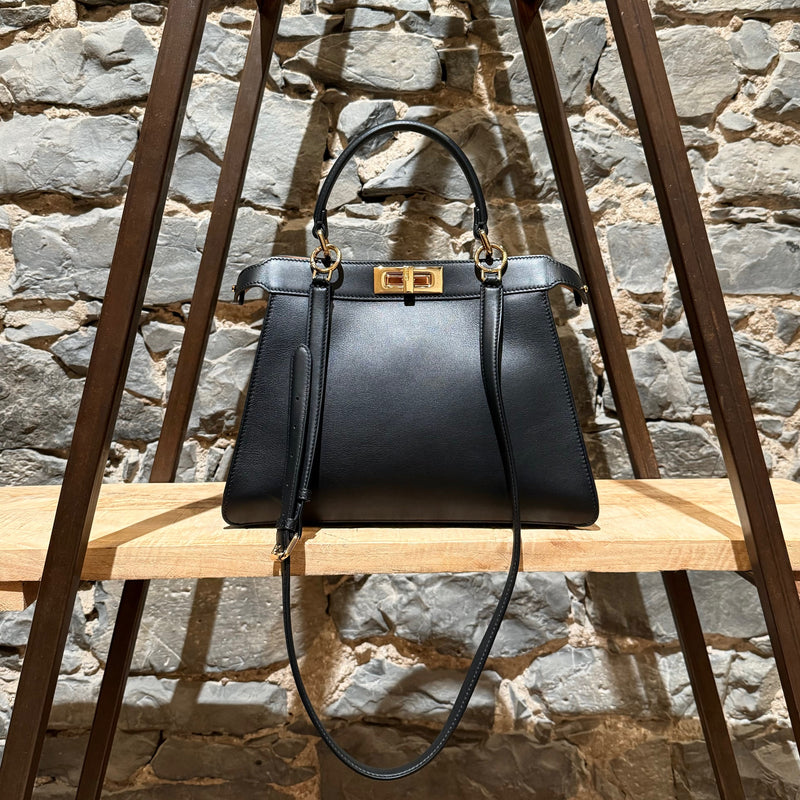 Fendi 2020 Black Calf Medium Peekaboo I See You Bag