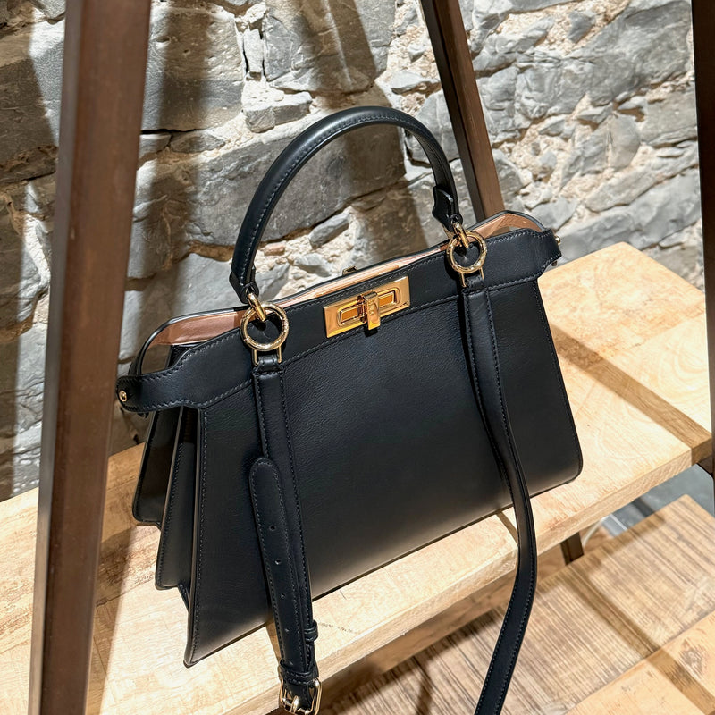 Fendi 2020 Black Calf Medium Peekaboo I See You Bag