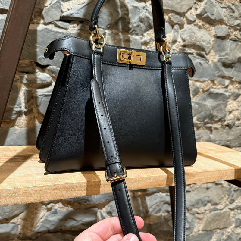 Fendi 2020 Black Calf Medium Peekaboo I See You Bag