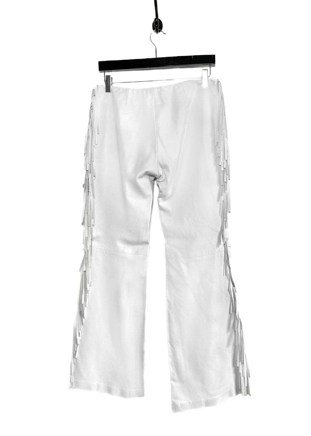Ralph Lauren Purple Label White Leather Trouser with Fringes