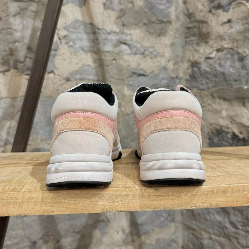 Chanel Interlocking CC Pink Nylon Suede Chunky Sneakers