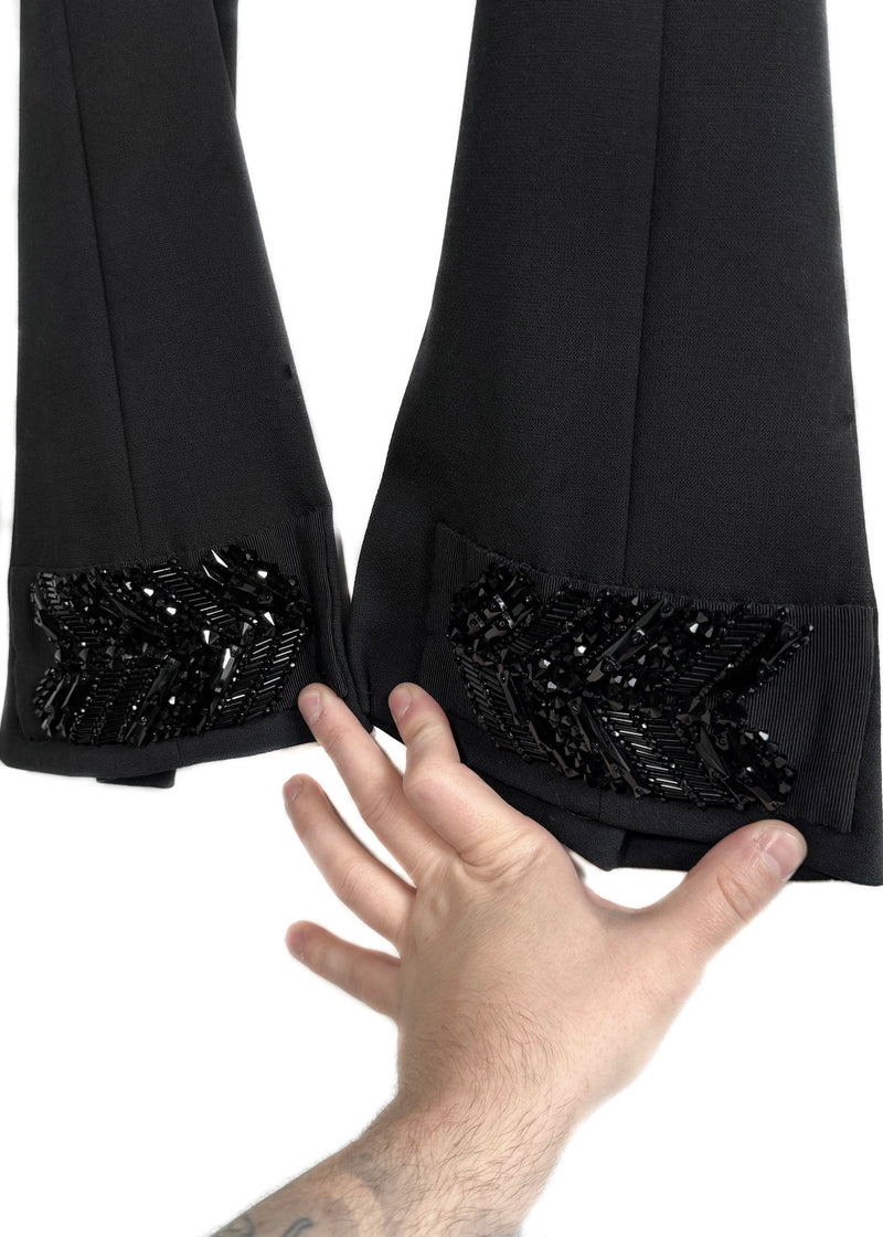 Prada Black Embellished Beaded Bottom Pants