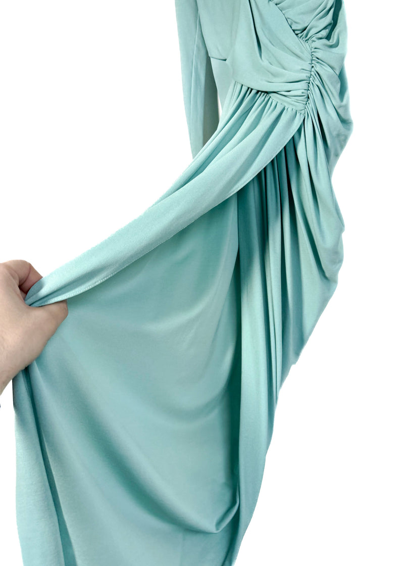 Alexandre Vauthier Mint Green Plunging Long Sleeves Mini Dress