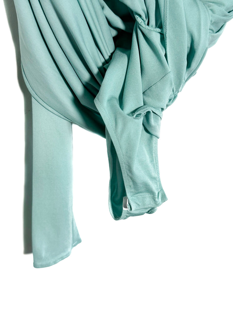 Alexandre Vauthier Mint Green Plunging Long Sleeves Mini Dress