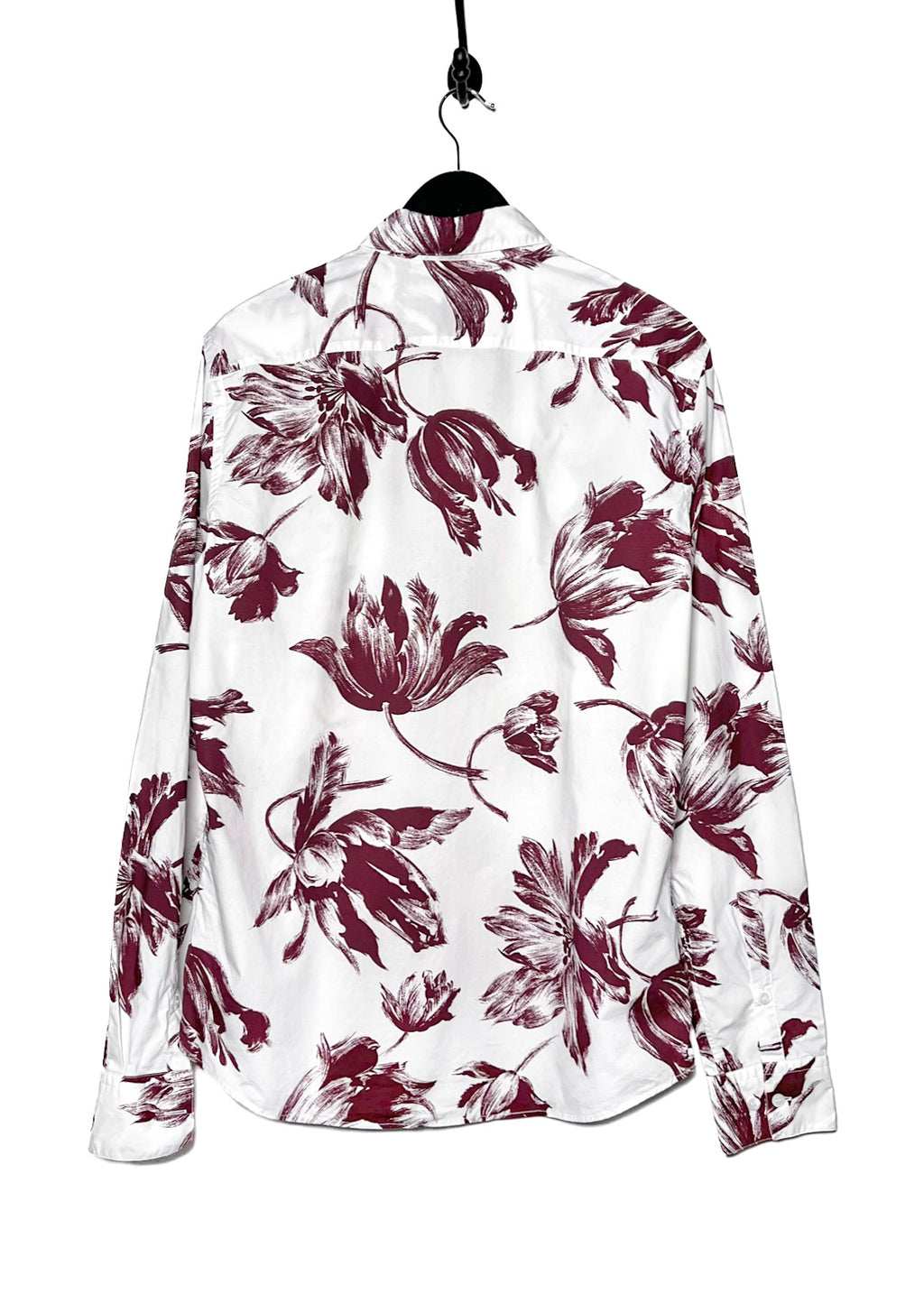 Chemise boutonnée à imprimé fleuri blanc bordeaux Marni