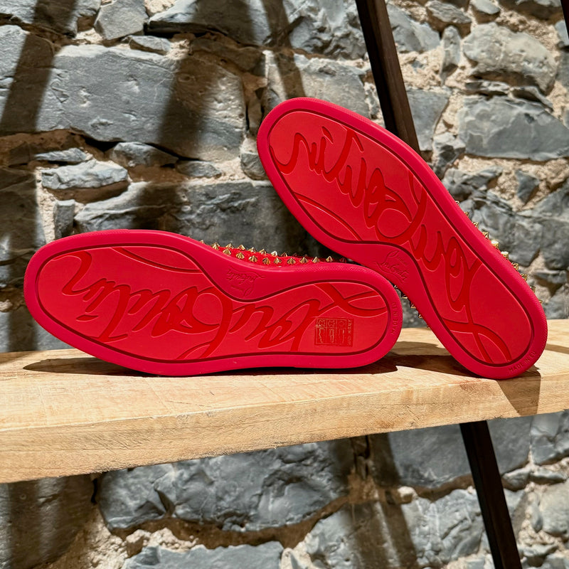 Christian Louboutin Red Suede Pik Boat Spike Slip-on Sneakers