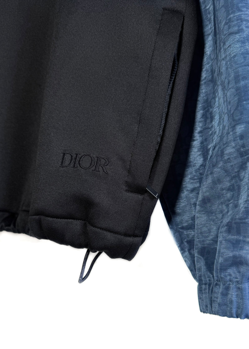 Manteau anorak technique à capuche noire Oblique bleu Dior