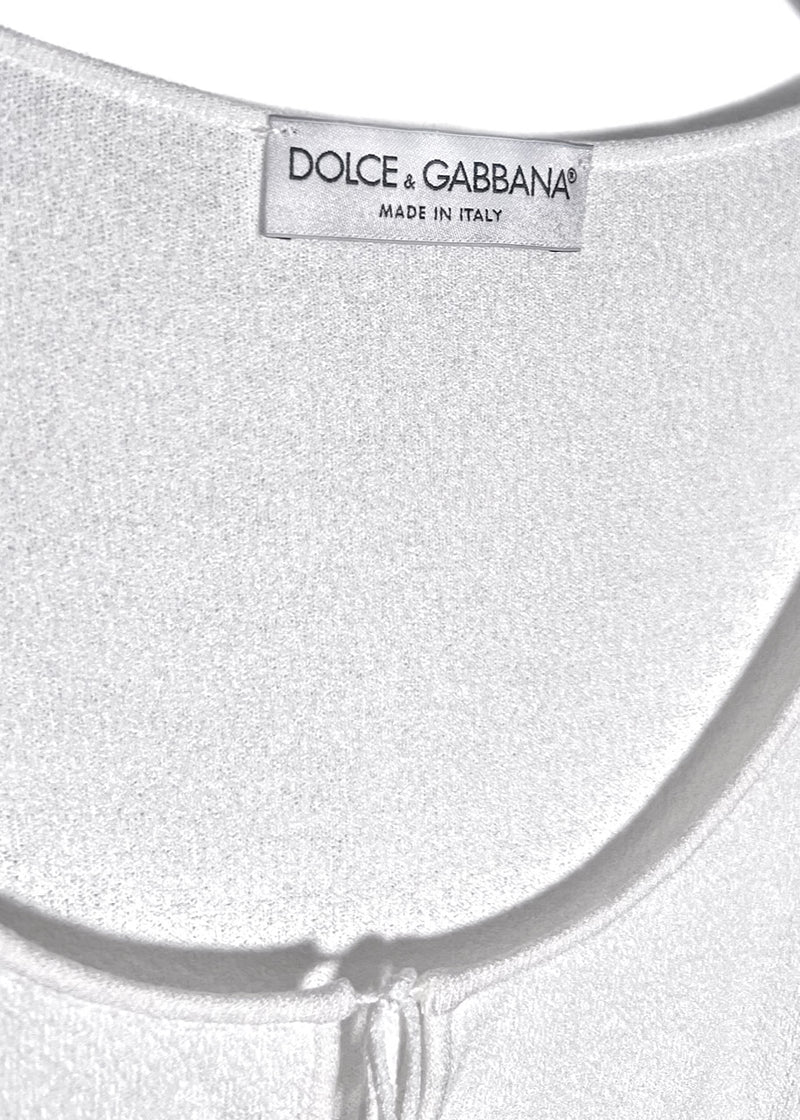 Tricot blanc avec détail de laçage﻿ Dolce & Gabbana