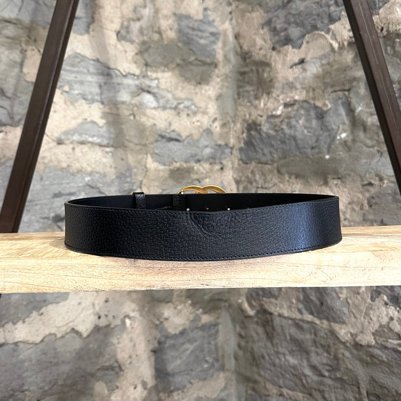 Gucci Black Leather Marmont GG Belt