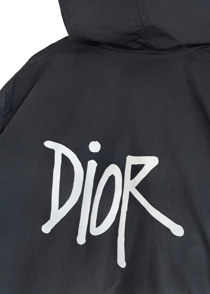 Manteau parka noire à imprimé logo Dior Shaw Stussy