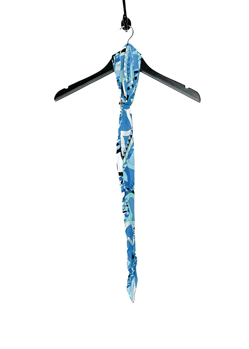 Robe bleue imprimée motifs abstraits Emilio Pucci avec ceinture