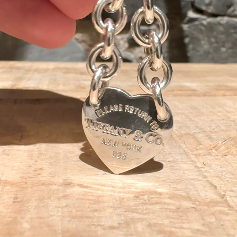 Bracelet à maillons Tiffany & Co en argent 925 avec étiquette cœur