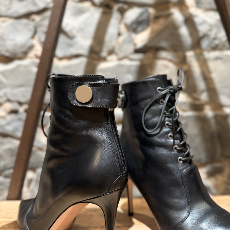 Bottines à lacets en cuir noir Gianvito Rossi