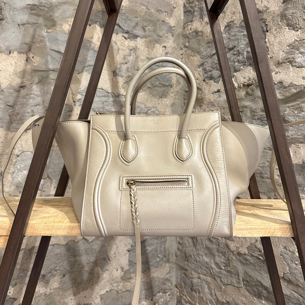 Céline Taupe Medium Phantom Luggage Smooth Leather Handbag
