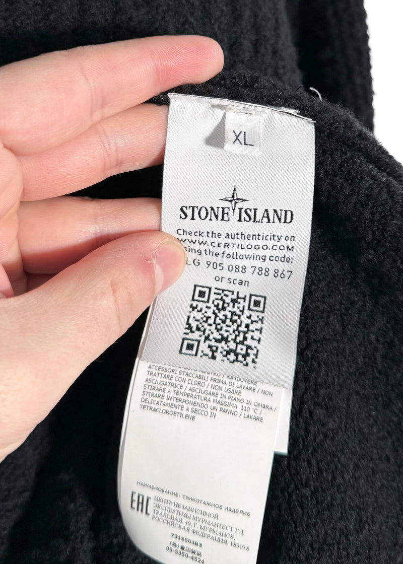 Stone Island Black Chenille Ribbed Badge Sweater